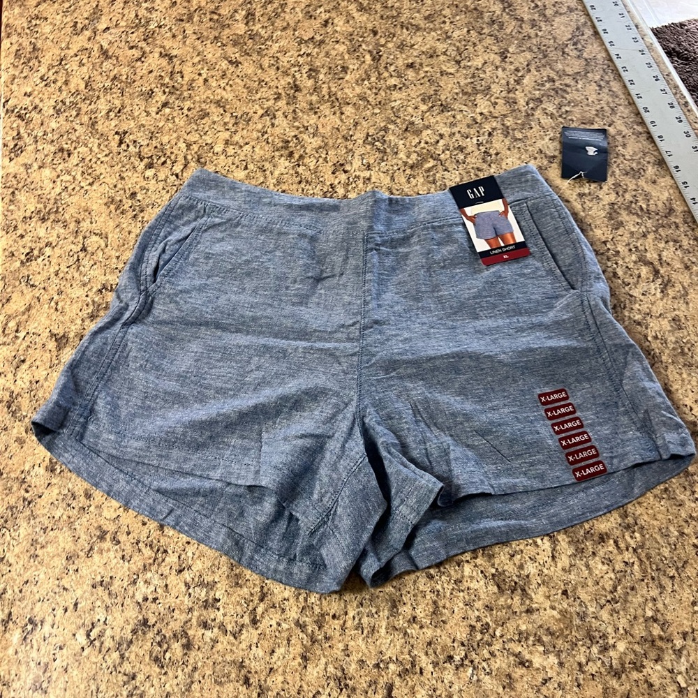 NWT GAP Women's Chambray elastic High-Waist linen Shorts XL